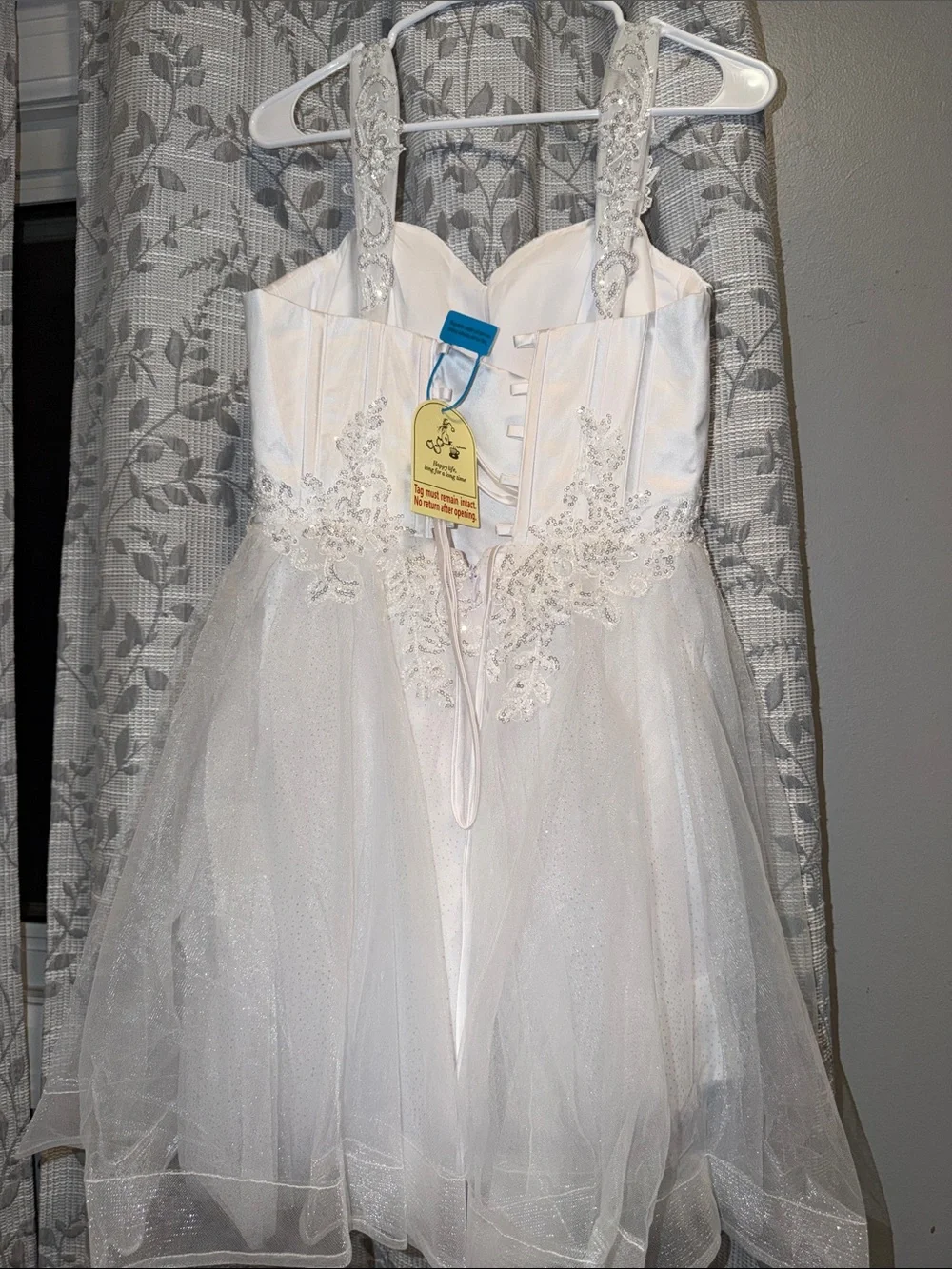 White Beaded Tulle Party Dress for Teens. Size 8